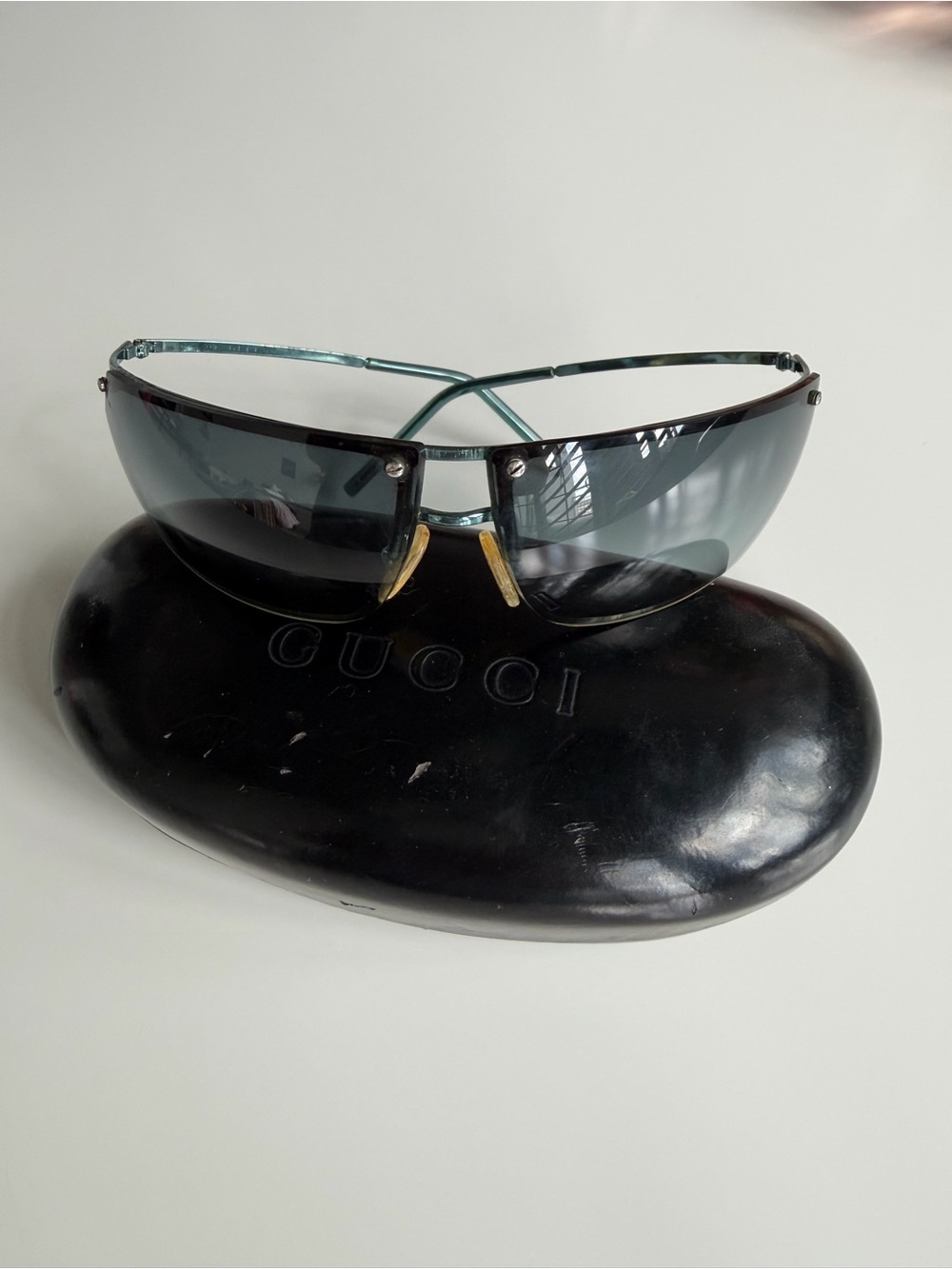 Vintage Gucci Blue Shield Sunglasses - Picture 7 of 7